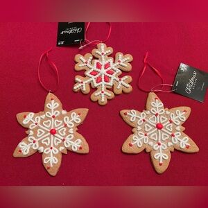 Christmas Gingerbread Ornaments Set of three - Red and White